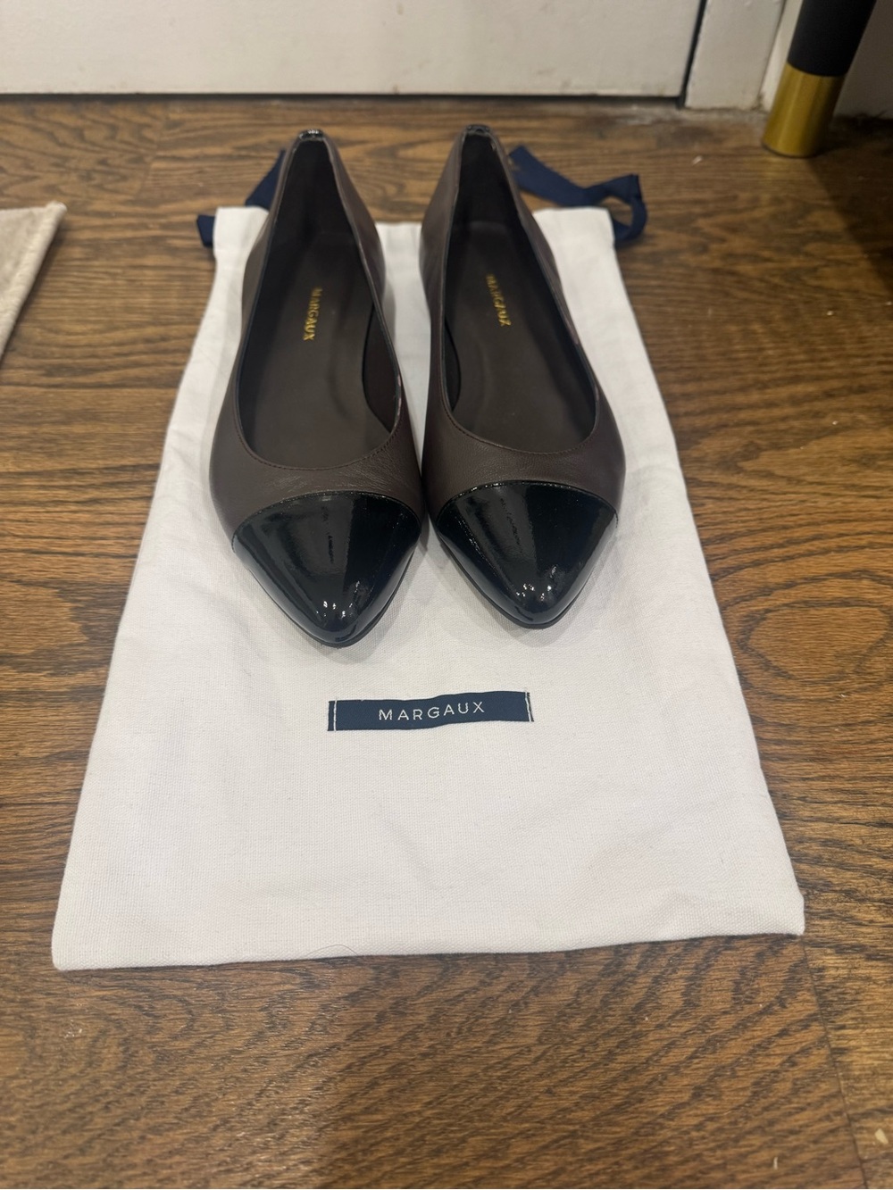 Margaux The Pointe Flats in Brown and Black Patent